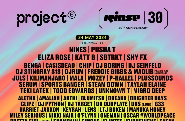 Rinse announces full lineup for Project 6 Festival in celebration of 30th anniversary